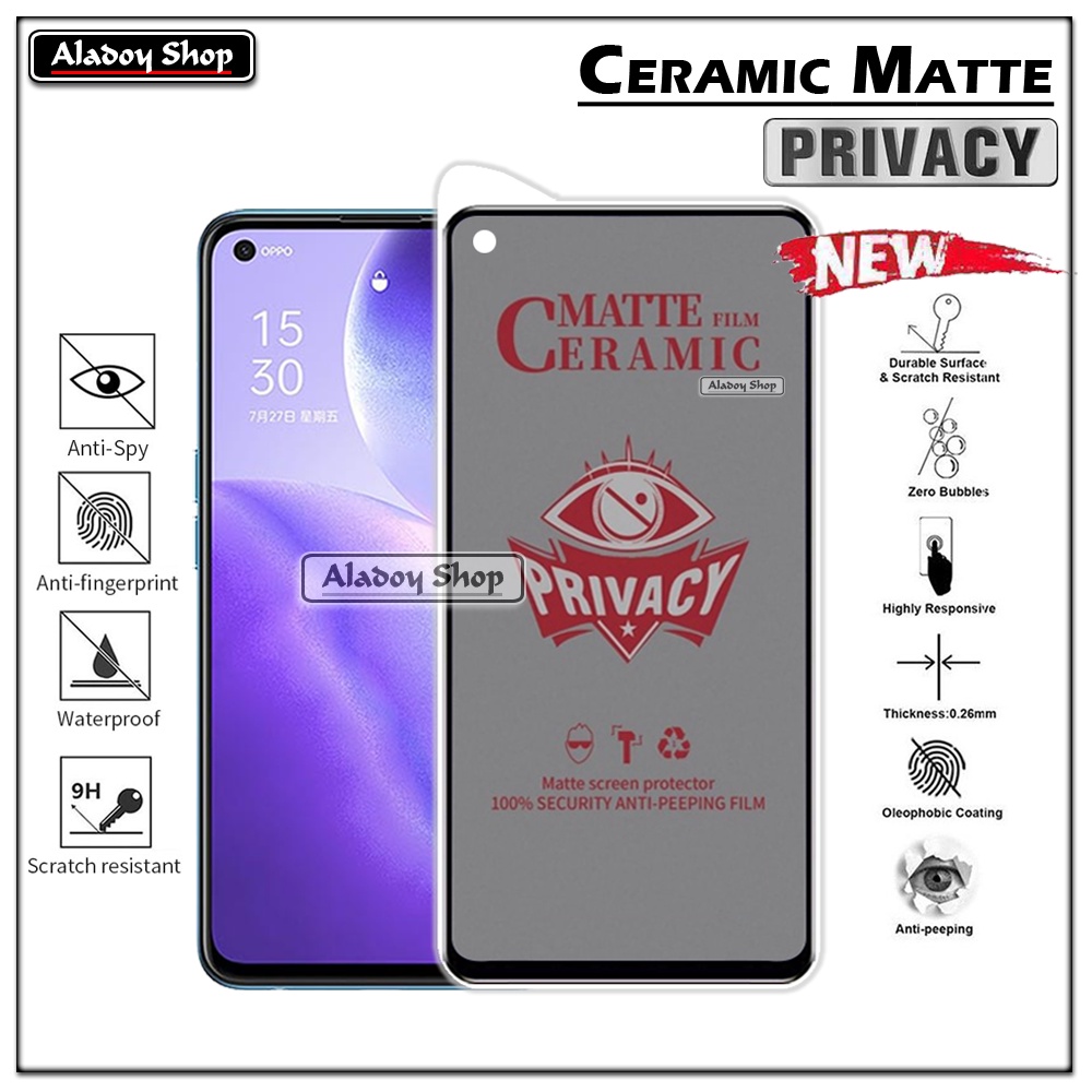 Tempered Glass Anti SPY Oppo Reno 5 Anti Gores Privacy + Tempered Glass kamera dan Skin Carbon