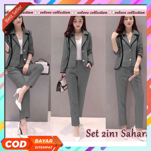 One Set Blazer Wanita Korean Style Jas Kantor  2022 Kemeja Kerja Formal Blezer Lengan Panjang Cewek 