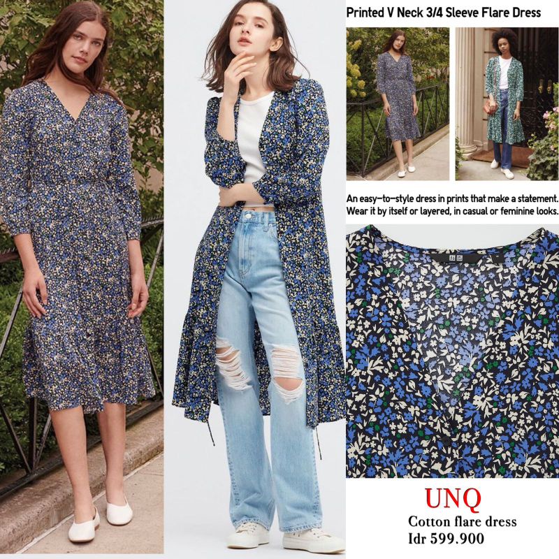 Gu* by unq* V neck floral dress ( D 276 )