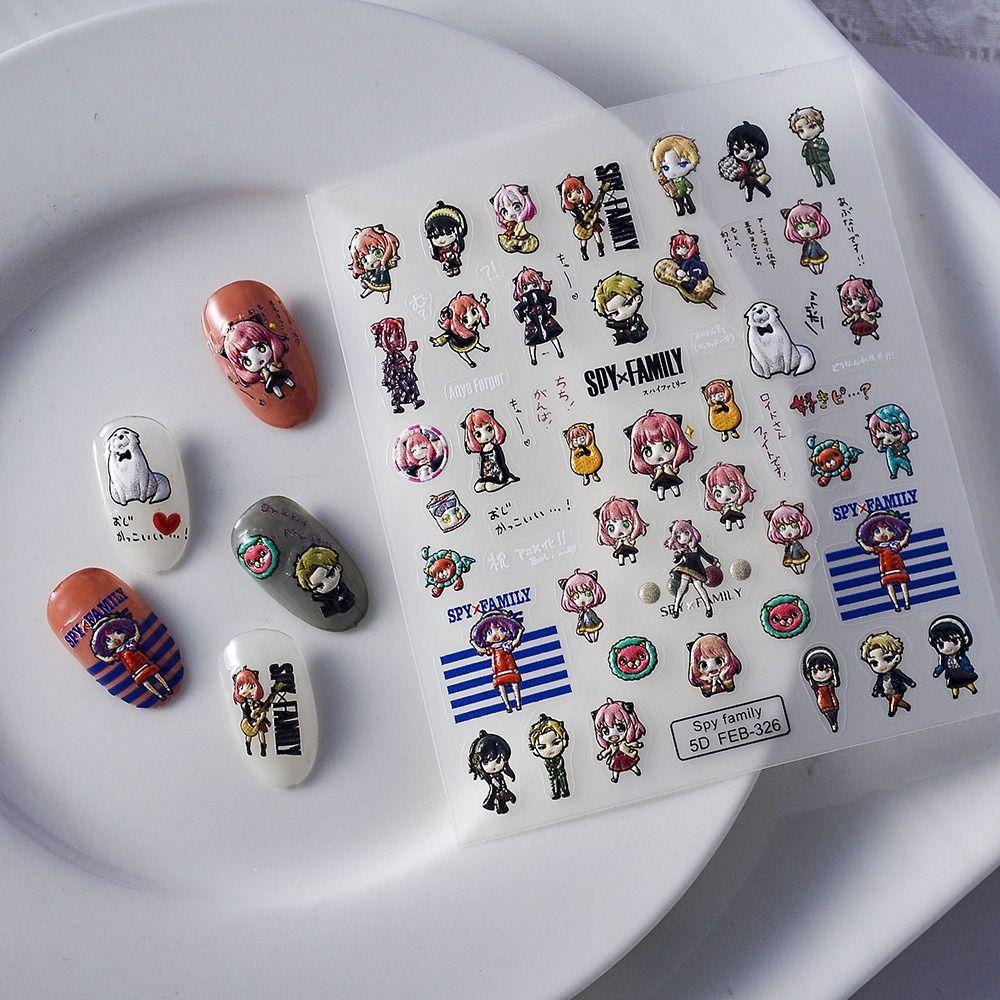 Mxbeauty Kartun Stiker Kuku Angel Fashion Spy Family One Piece Arnia Pooh Bear Nail Art Dekorasi