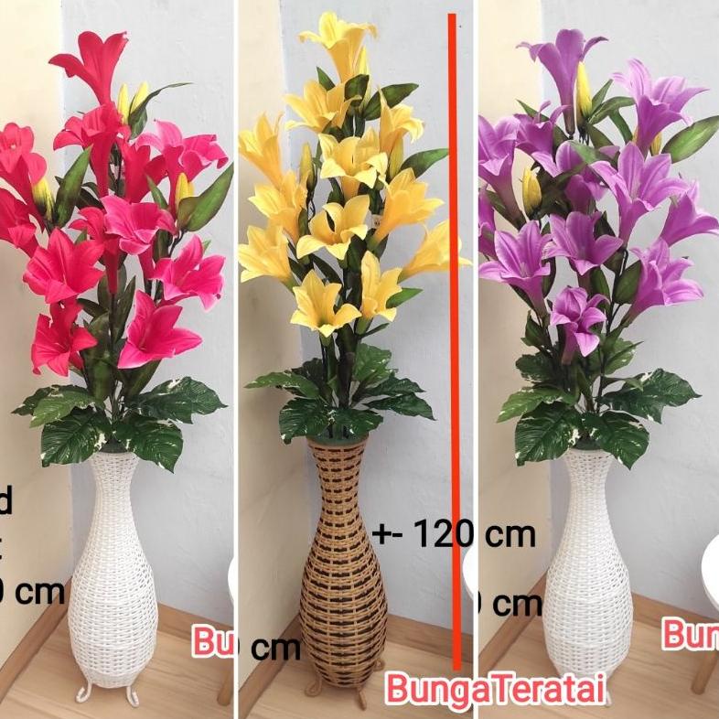 BUNGA SUDUT CALLALELY FOAM/KAIN/TULIP 5 SET POT ROTAN ARTIFICIAL PLASTIK HIAS DEKORASI