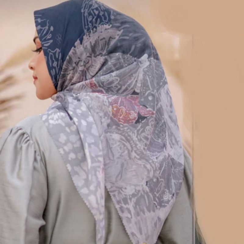 JILBAB SEGIEMPAT VOAL PREMIUM MOTIF TERBARU MEWAH KUPU-KUPU