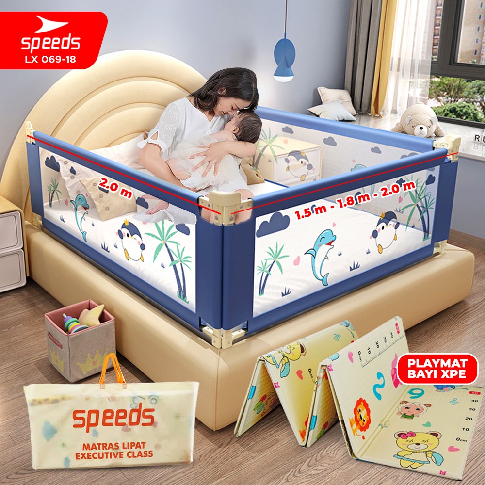 SPEEDS Pagar Pengaman Tempat Tidur BayiPembatas Kasur Bayi Bedrail Baby Safety Fence Box Baby Bed