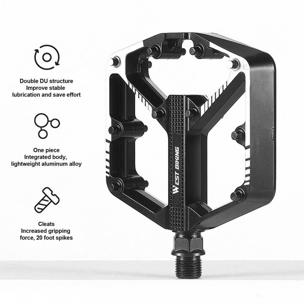 Lanfy Pedal Sepeda 1pasang Jalan Gunung Tahan Lama Kekuatan Tinggi Berkendara Non-Slip Aksesoris Sepeda Paduan Aluminium Sadel Pedal Lebar