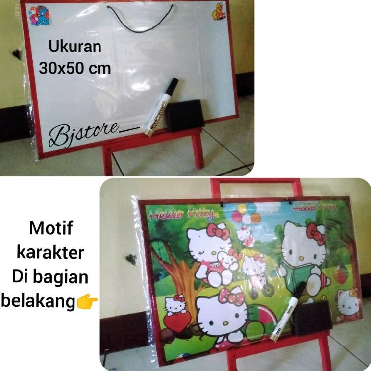 

U(3T☎) Papan Tulis / Whiteboard Anak ( FREE SPIDOL + PENGHAPUS ) dengan Penyanggah kayu Ukuran 30x50 cm amanah