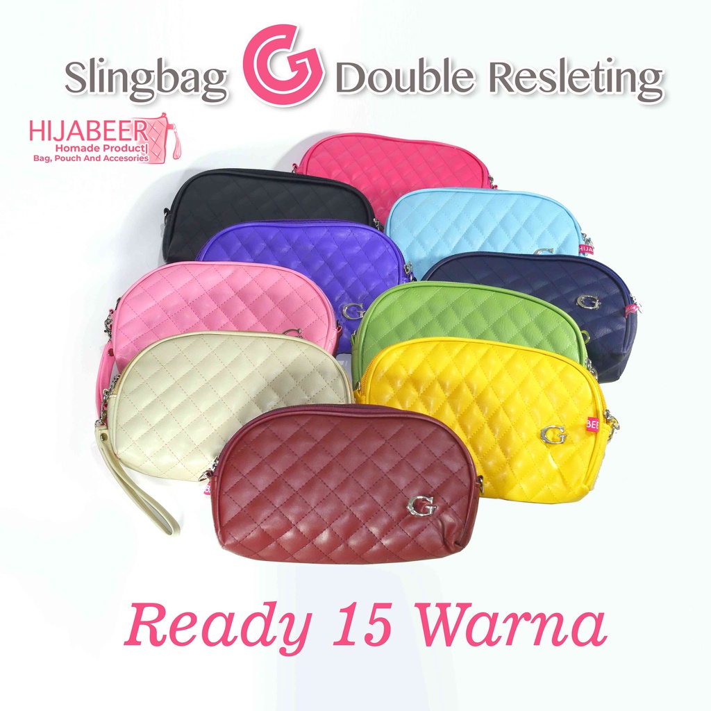 Tas Wanita Sling bag G Double Resleting - Tas Wanita Selempang Model Kerang