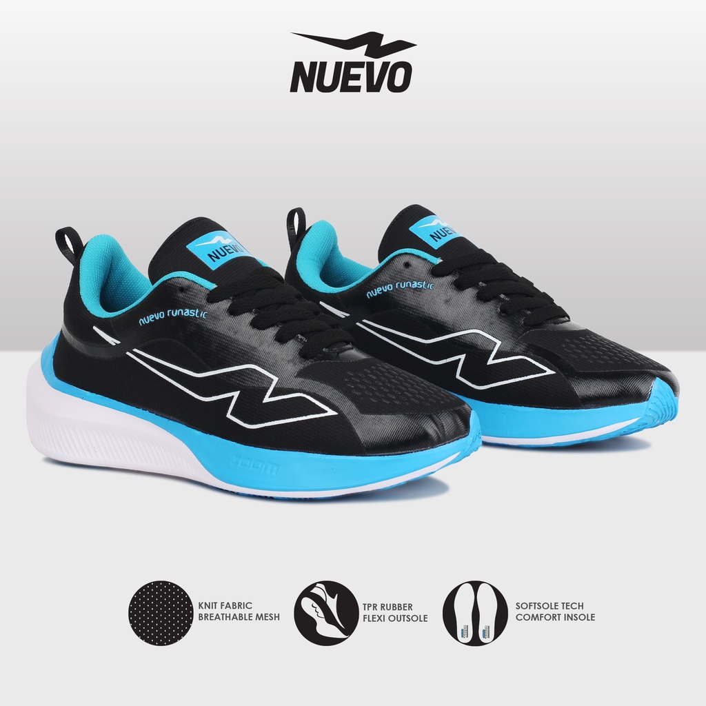 NUEVO - Runastic Black Blue | Sepatu Olahraga Pria | Sepatu Running | Sepatu Casual Pria