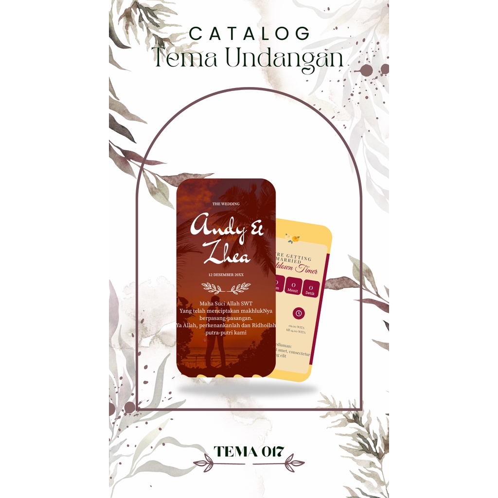 Undangan Digital/Undangan Online TEMA 17 - 24 berbasis website elegan untuk pernikahan/tunangan/ulan
