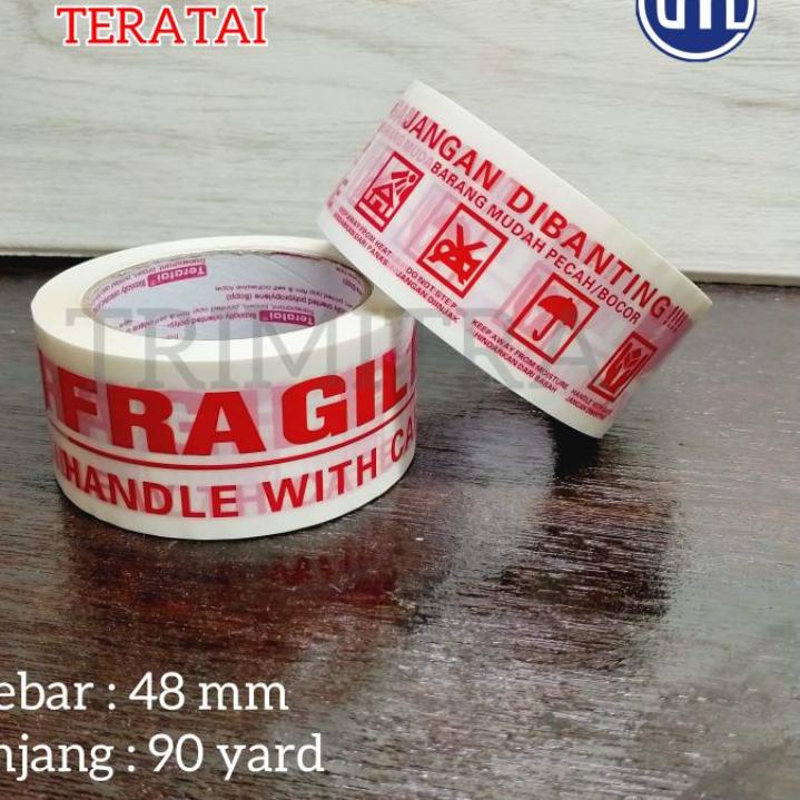 

ㅁ ISOLASI LAKBAN FRAGILE PUTIH TERATAI 2 INCH 100 YARD HANDLE WITH CARE と