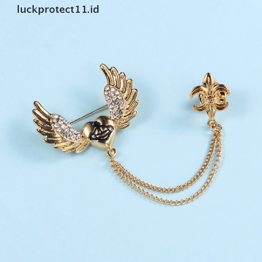 /Fashion Hot// Fashion// 1pc Fashion Pria Wanita Rantai Pin Mahkota Sayap Malaikat Naga Navy Jangkar Bros.