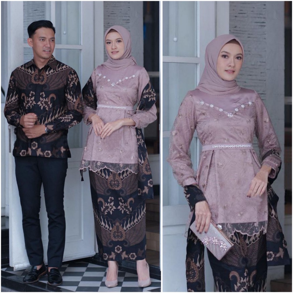 Kebaya Couple Modern Kebaya Wisuda Set Tunik Lamaran Tunangan Baju Batik Kondangan Terbaru