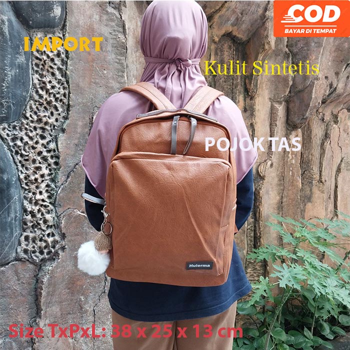 Tas Ransel punggung backpack Kulit PU Wanita Cewek Perempuan Kekinian Import untuk sekolah SMP SMA d