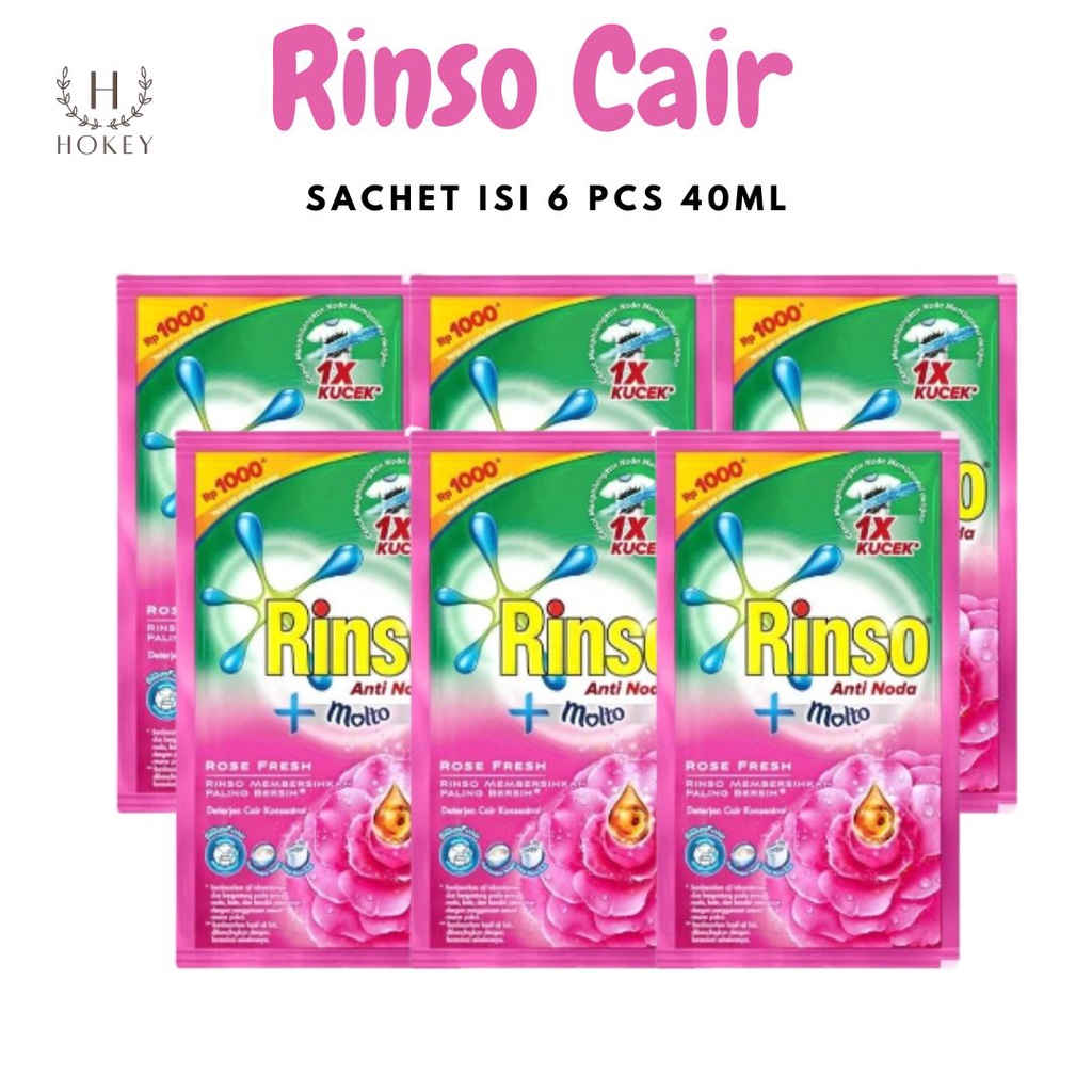 Sabun Pencuci Pakaian Rinso Cair Sachet isi 6 pcs