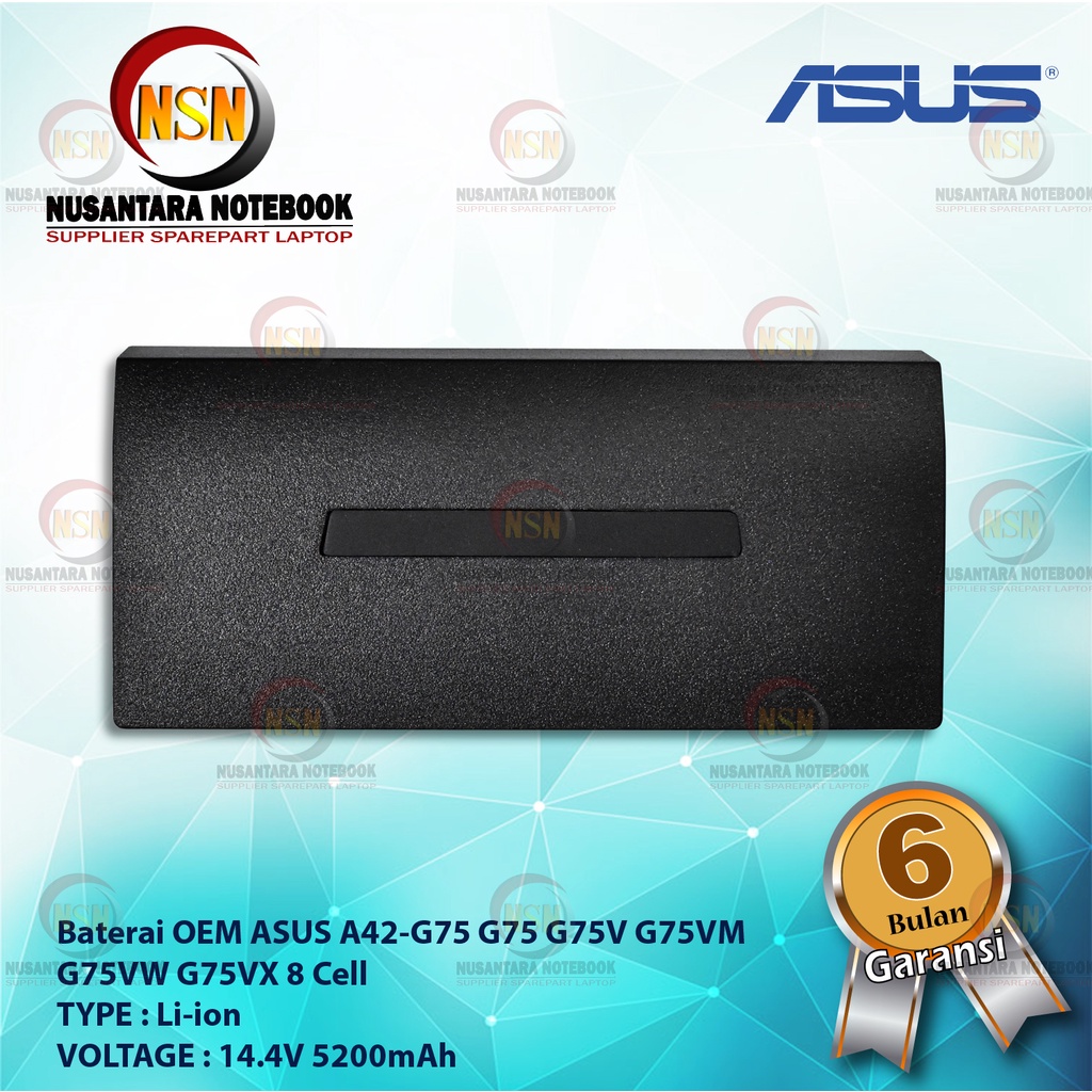 Baterai ASUS A42-G75 G75 G75V G75VM G75VW G75VX 8 Cell OEM Battery