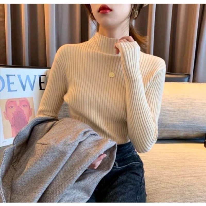 Zaviera Inner Rajut Lengan Panjang Model Pas Turtleneck | Manset Baju Wanita Premium