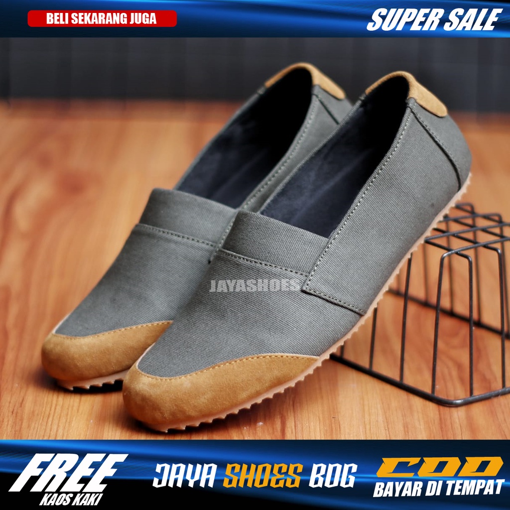 KANTE Sepatu Slop Pria Original Slip On Pria Casual Bahan Kanvas Simple Murah