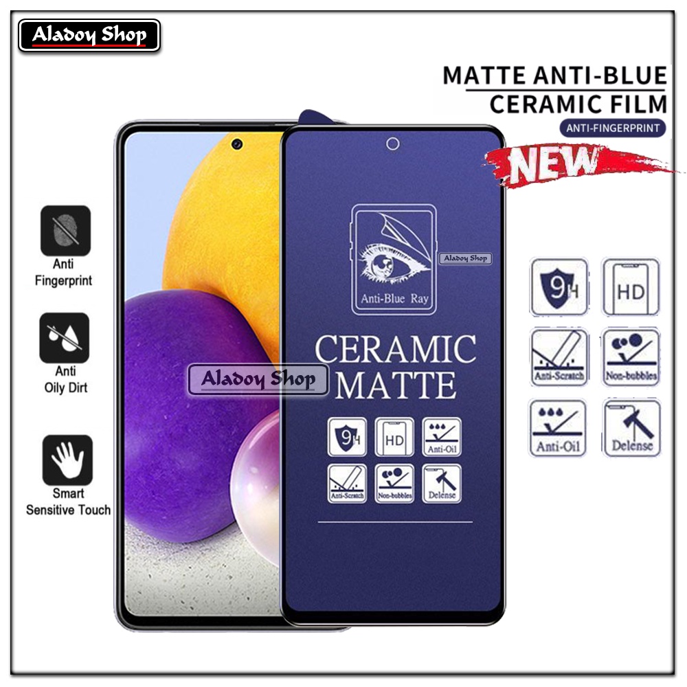 PAKET 3IN1 Anti Gores Blue Matte Anti Glare Samsung A72 + Tempered Glass Camera dan Skin Carbon