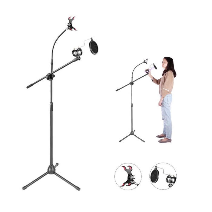 Aksesoris Mic Standing Tiang Dudukan Mikrofon Berdiri Lantai Untuk Microphone Phone