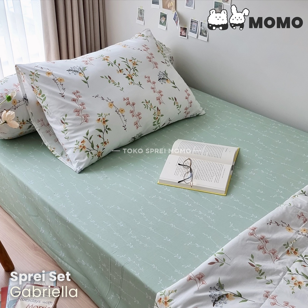 Sprei Set Katun Lokal - Motif Bunga - Ukuran 120 x 200