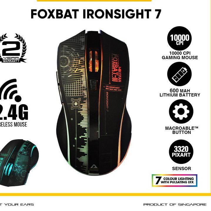 Termurah Armaggeddon Gaming Mouse Wireless Mikoyan FOXBAT-III Ironsight-7 Free Mousemat - Garansi 2 