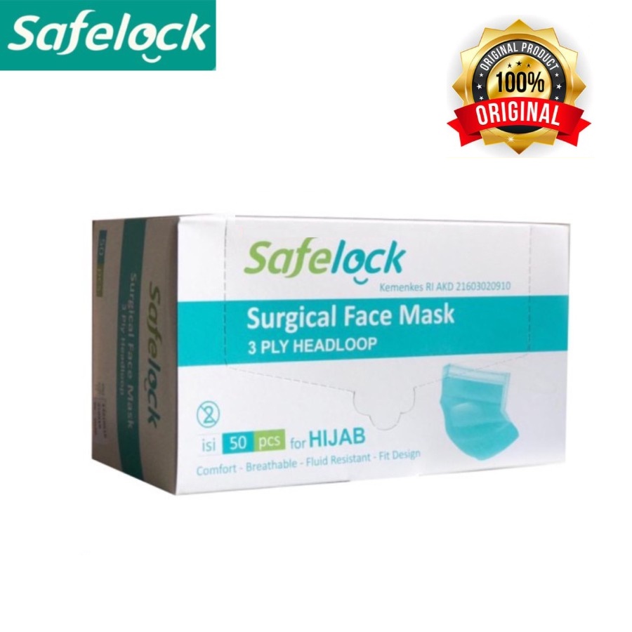 Masker Medis Safelock Surgical Mask Safelock 3Ply Bukan Masker Onemed
