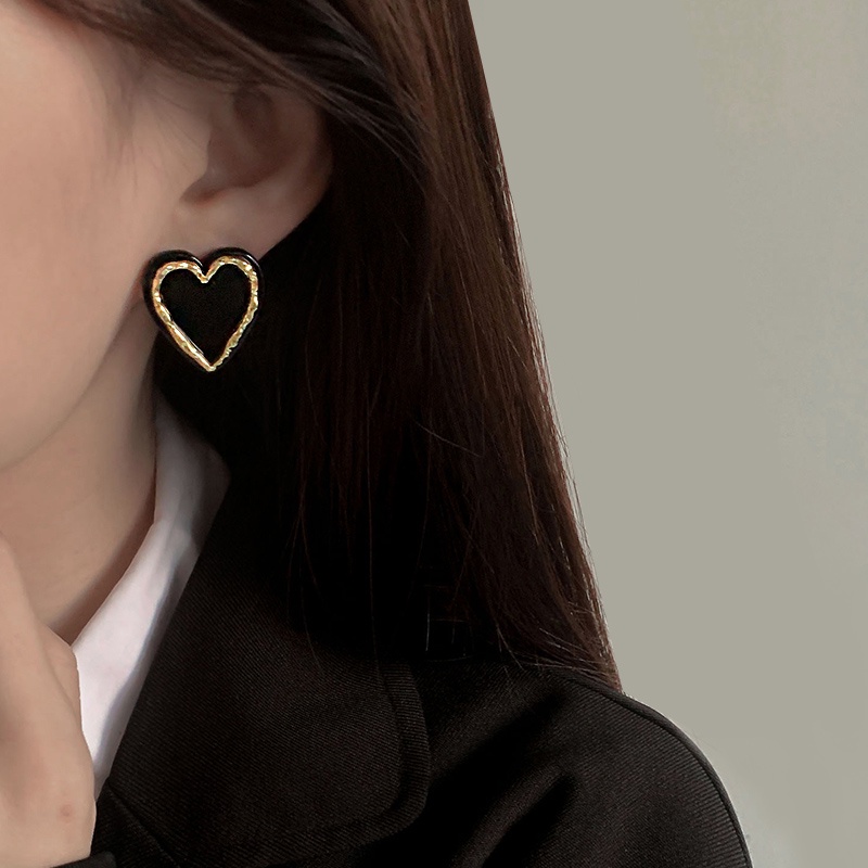 Anting Pejantan Perak S925 Hitam Anting Temperamen Perancis Anting Trendi Baru Untuk Wanita