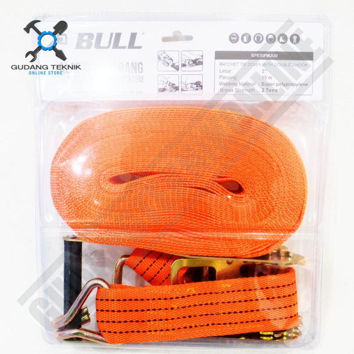 Tali Trek Belt 2&quot; x 10 Meter 15 Meter 2 Ton BULL / Track Belt Rachet Tie Down Tali Pengikat Barang 2Ton 2 Inch 10 15 Meter BULL
