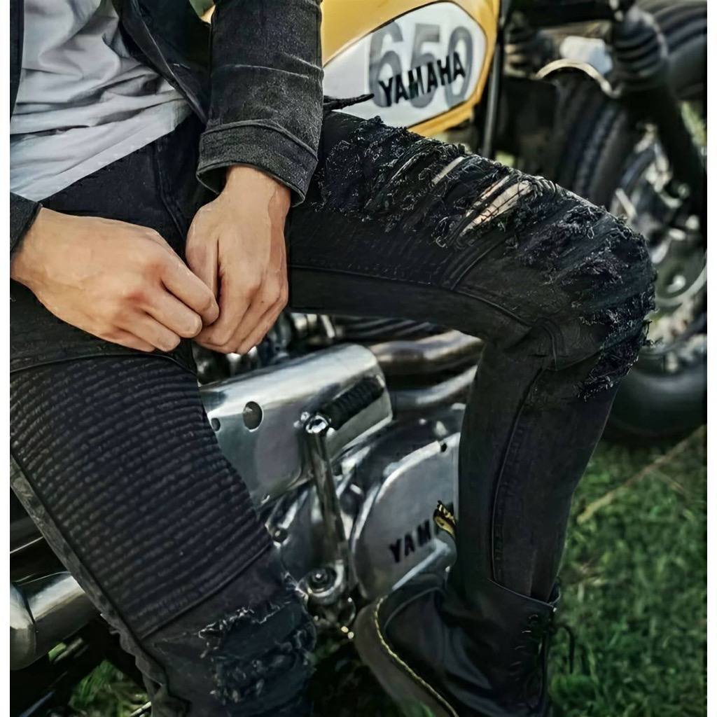 Bikers Rider Ripped - Celana Jeans Pria Sobek Lutut Ripped - Jeans Celana Panjang Hitam Pria Street - Celana Bikes Snow - Celana Snow Pria