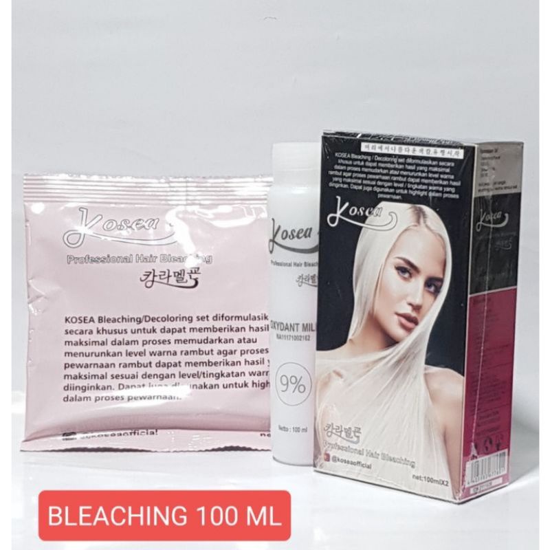 KOSEA BLEACHING  100GR ||PELUNTUR WARNA RAMBUT || BUBUK BLEACHING || PEWARNA RAMBUT BLEACHING 100ML +100ML