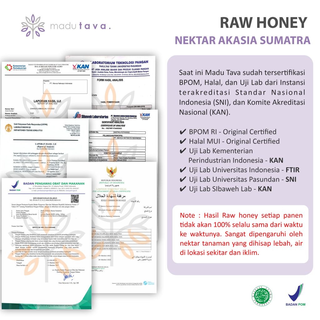 Madu Asli Murni 1kg Tava Grade A Nektar Akasia Sumatra 100% Alami Pure Natural Raw Honey