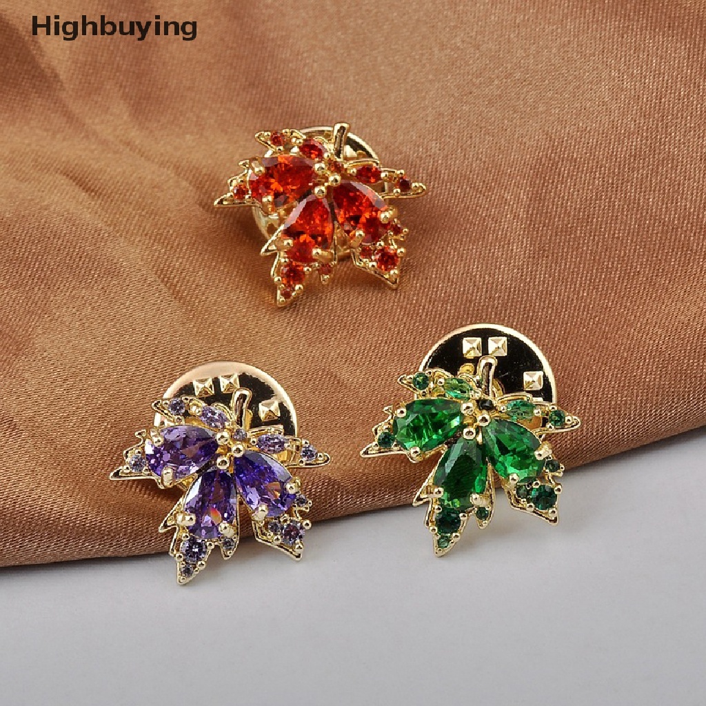 Hbid Mode Baru Zirkon Maple Daun Bros Elegan Kristal Mutiara Korsase Lapel Pin Cardigan Jas Lencana Bros Perhiasan Hadiah Aksesoris Glory