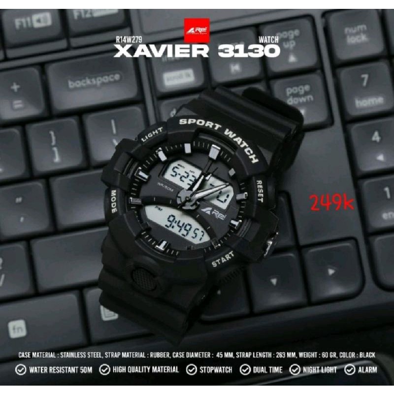 JAM TANGAN DUAL TIME REI XAVIER | JAM TANGAN DIGITAL ANALOG REI XAVIER