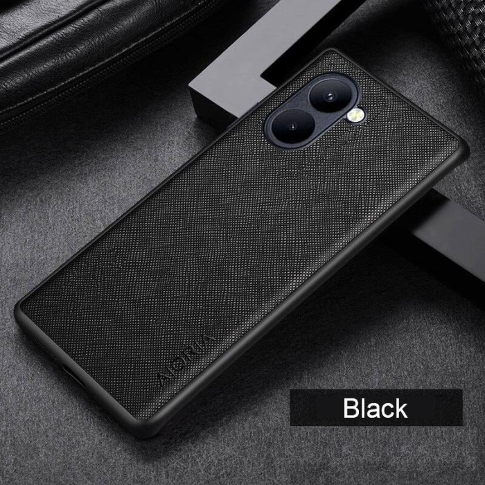 REALME 10 COVER SOFT CASE CANVAS CROSS PATTERN SILIKON SOFTCASE - BLACK