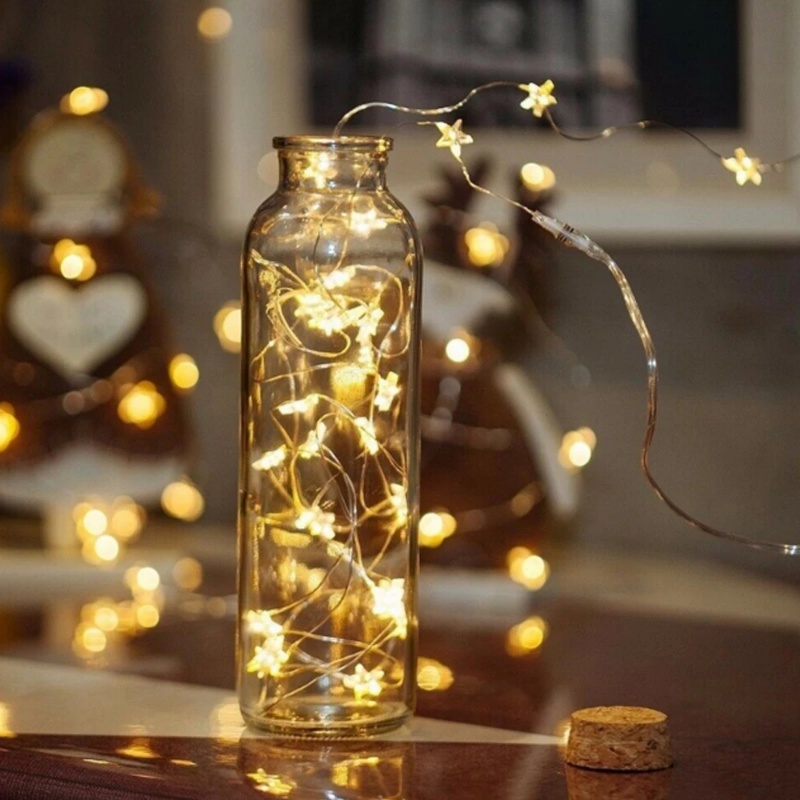 1/3meter LED String Light Bintang Kecil Kawat Tembaga Garland Warm White Fairy Lights Untuk Dekorasi Pesta Pernikahan Natal Rumah Liburan Pencahayaan