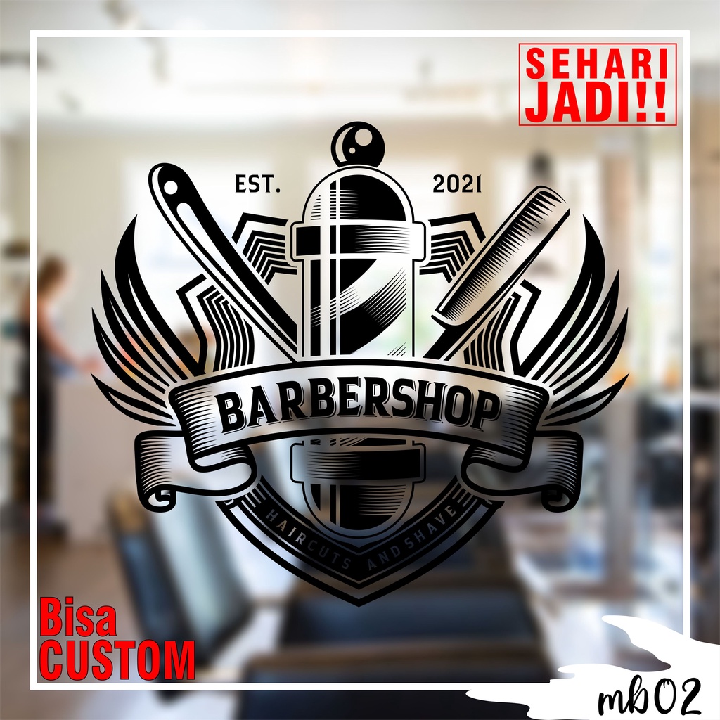 STIKER DINDING CUSTOM BARBERSHOP | WALL STICKER BARBERSHOP | CUTTING STICKER BARBERSHOP - MB02