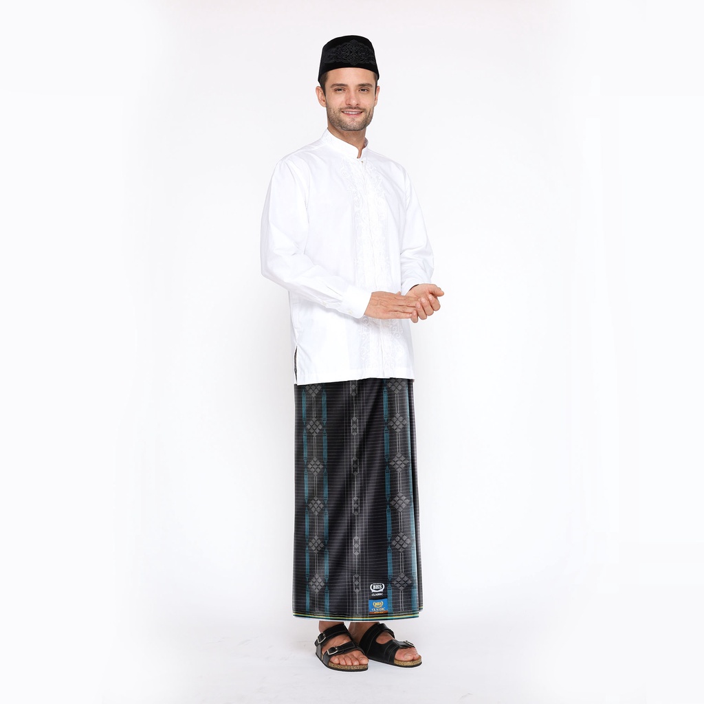 Sarung BHS Classic Gold Motif DKB Abu Biru