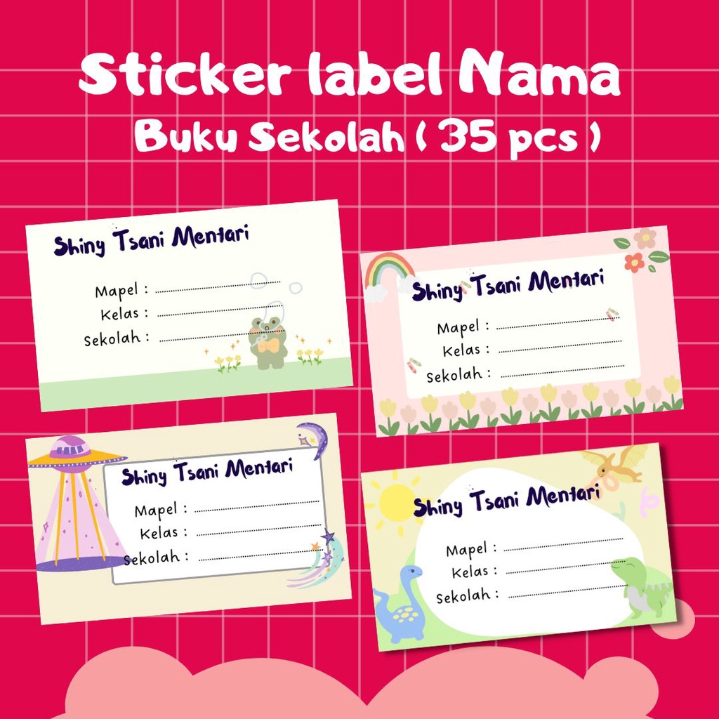 Jual Label Sticker Buku Pelajaran Sekolah Custom Bisa Menggunakan Nama