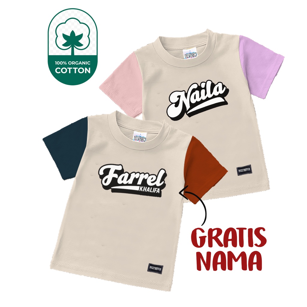 QINGQONGCLOTHING Baju Kaos Anak Custom 3 colour Limited edition GRATIS Nama Laki-Laki Perempuan