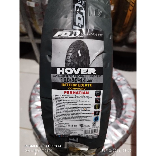 Ban FDR Hover 100/80-14 Tubless - Ban Belakang Honda Vario 2020/Ban Belakang Vario Kotak