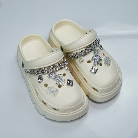 EVA Sandal Slop Wanita Korean Import Spons Rubber Tebal Tinggi Karet Ringan Super Empuk Anti Slip TEDDY RANTAI  TAPAK TEBAL 5-6CM