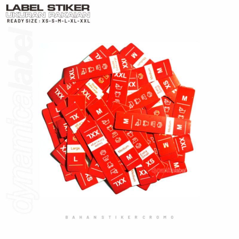 Label Size Sticker Ukuran Kaos Polos - Stiker Ukuran Kaos