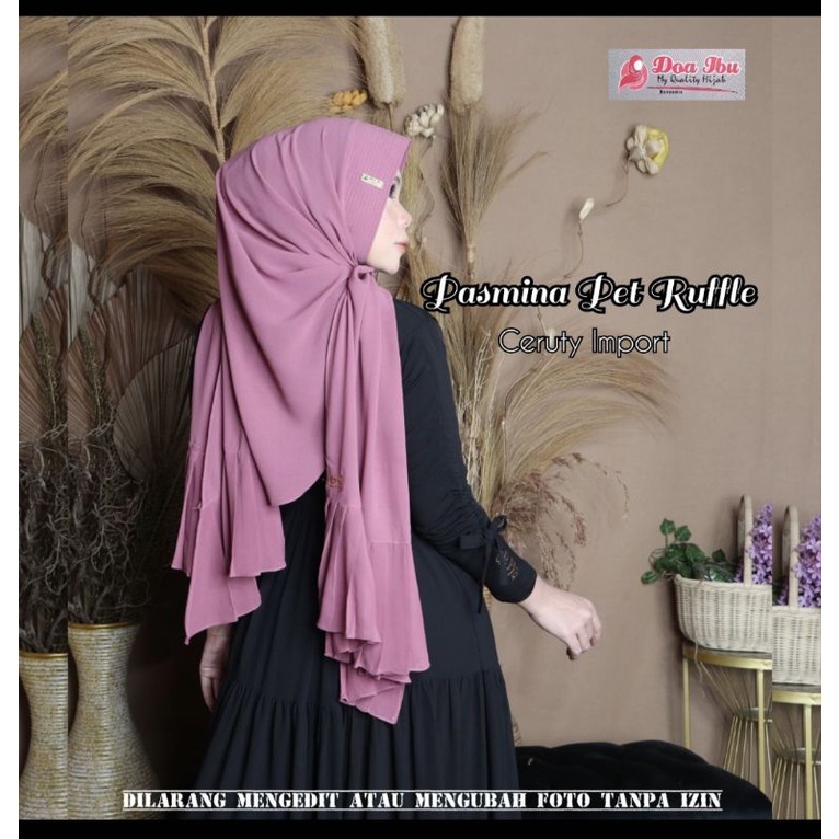 624 Jilbab Pashmina instant Jahit Dagu Doa Ibu Oval softped Rempel Ceruty babydoll ruffle/Hijab Doi 