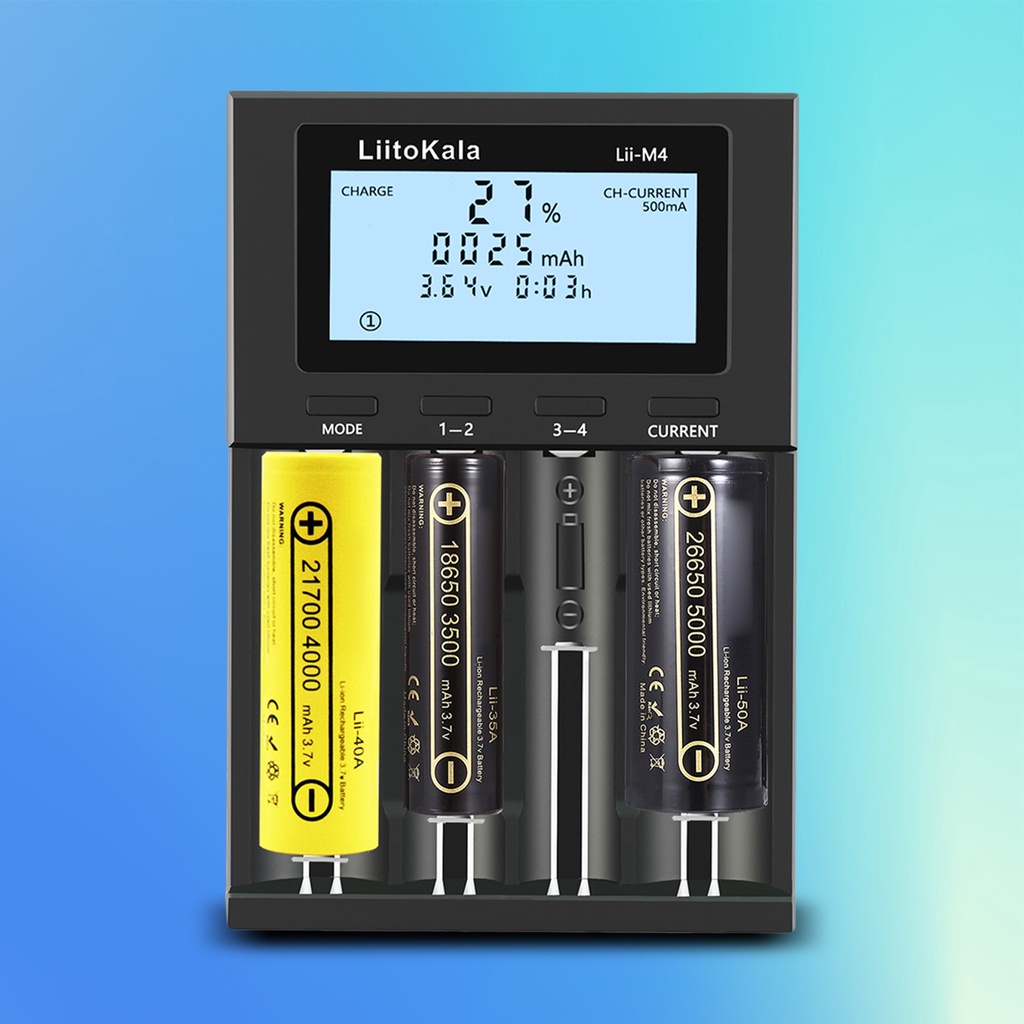 LIITOKALA LII-M4 4 Slot 2261h Charger Baterai Dengan Layar LCD Untuk 18650 26650 14500 AA AAA Lithium NiMH OKK