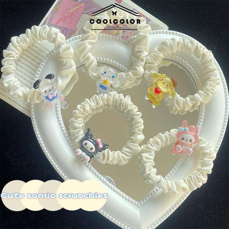 COD❤️Tali Rambut Kartun Cinnamoroll Dog Lipit Cincin Rambut Gadis Manis Lucu Karet Gelang Karet- cl