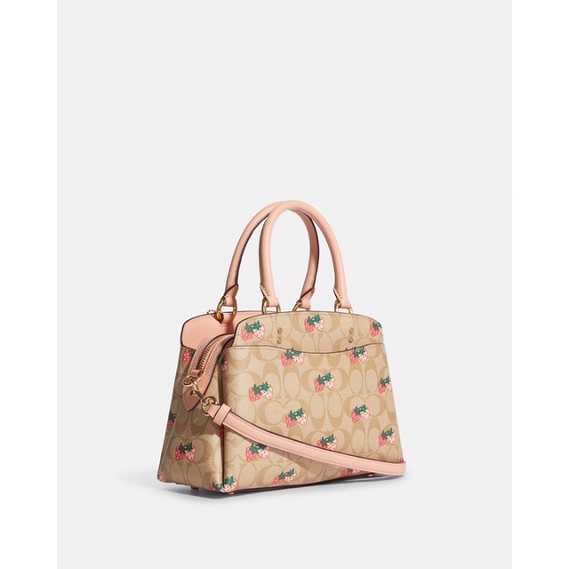 Coach Mini Lillie Carryall In Signature Canvas With Strawberry Print (CB598)