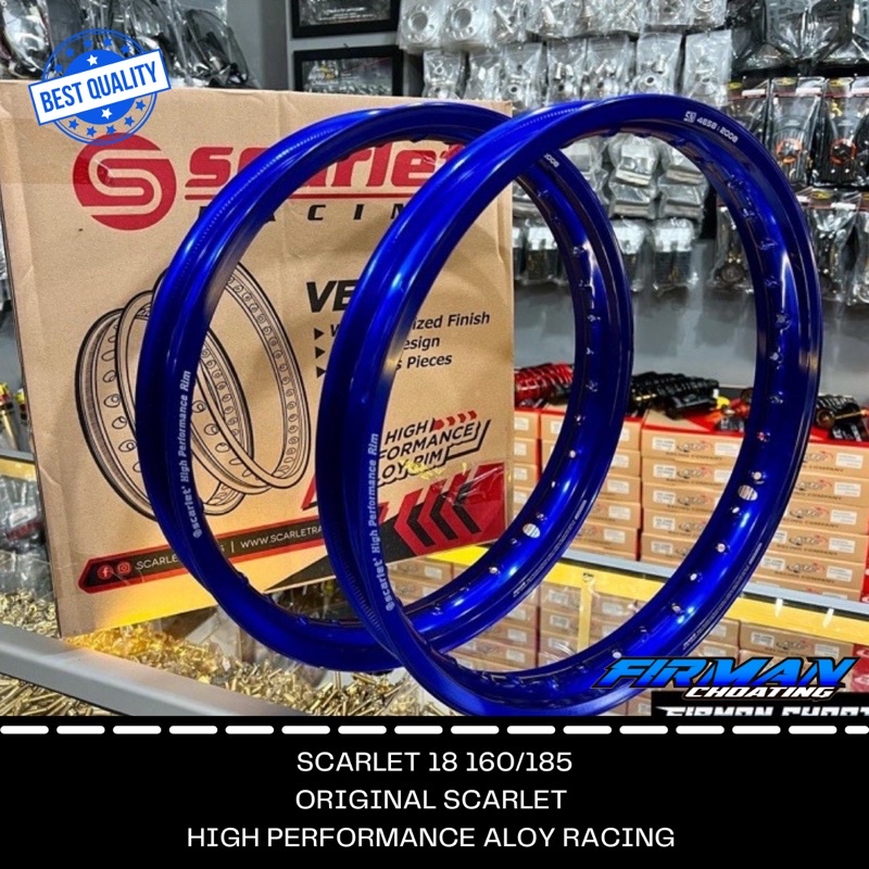 Ring rim velk scarlet 18x185 dan 18x160 biru 36 hole (sepasang) Rx king dll