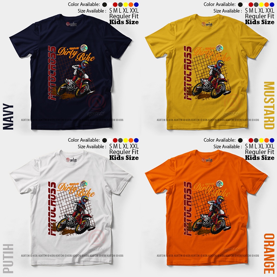 Baju Kaos Atasan Anak Laki - Laki Agatchi Motif Motorcross V2