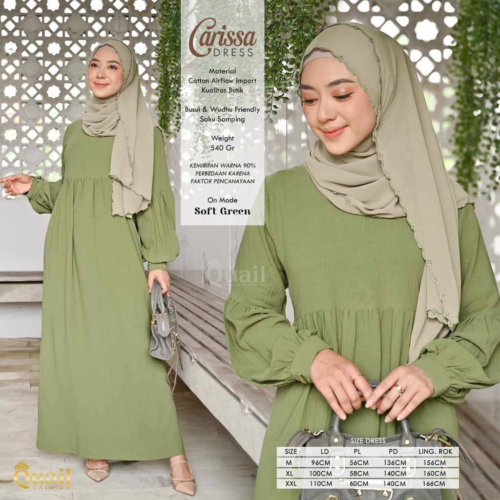 [NEW] CARISSA DRESS GAMIS CASUAL PESTA WANITA ORIGINAL BY QUAIL HIJAB