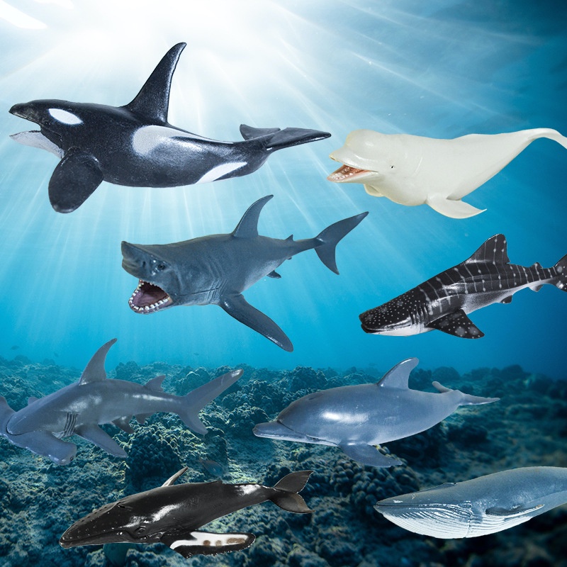 Mainan Binatang Laut Karet Figure Hewan Laut Sea Animal Model Toys Koleksi Bahan PVC Shark Paus BANY