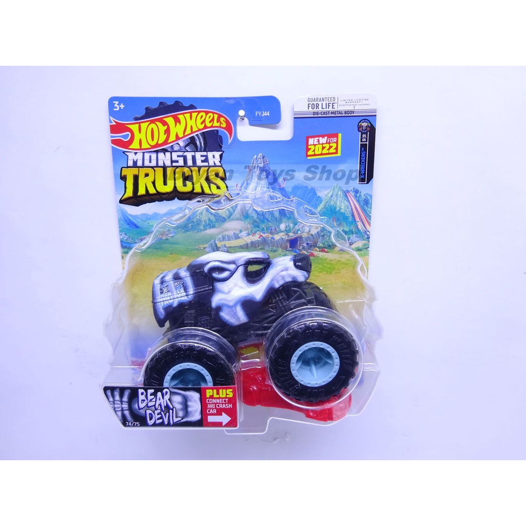 Hot Wheels Monster Trucks Bear Devil Hitam Biru